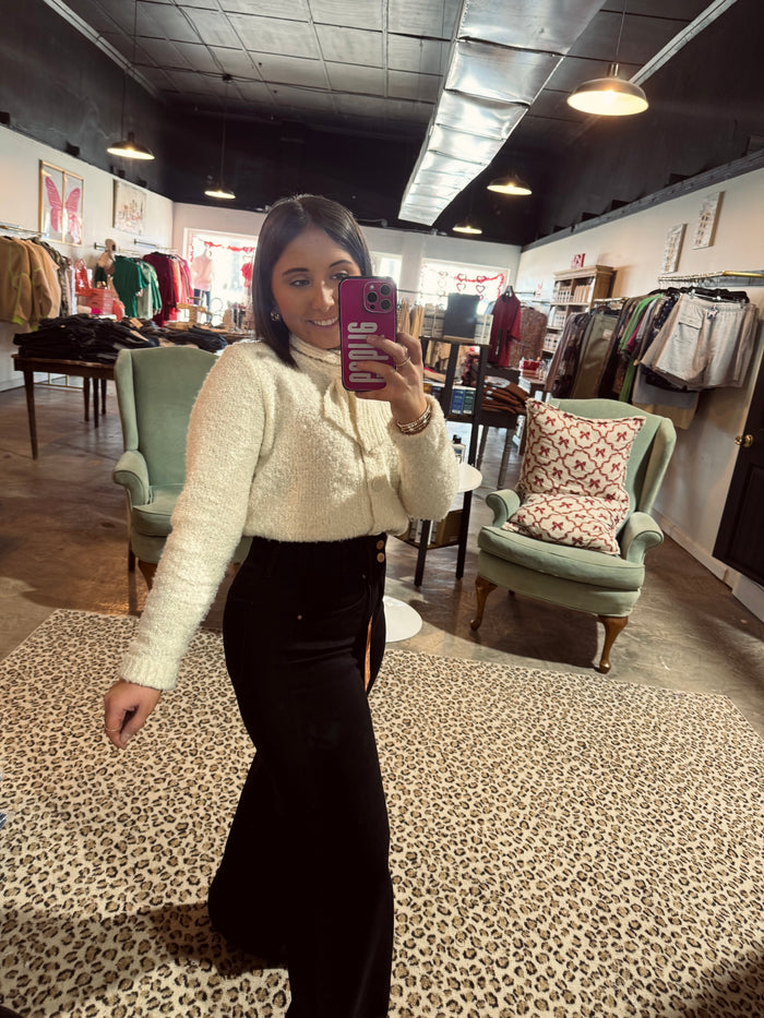 Double Button Long Black Jean