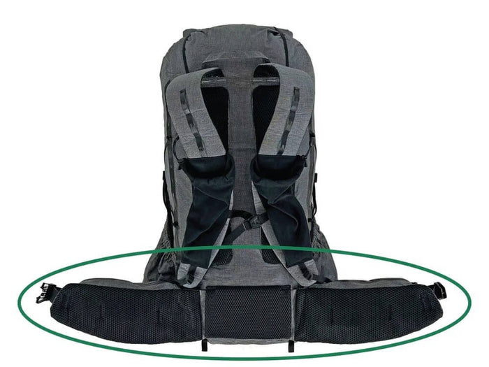 Durston Wapta backpack hip belt location diagram