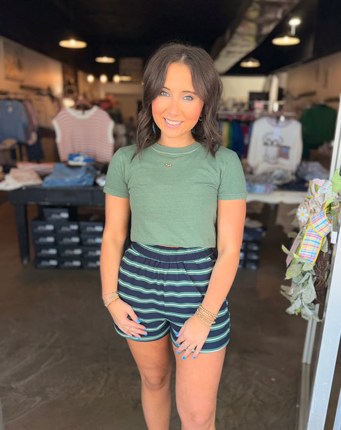 Dusty Green Crop Tee