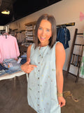 Embroidered  Denim Dress