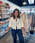 Embroidered Tie Blouse