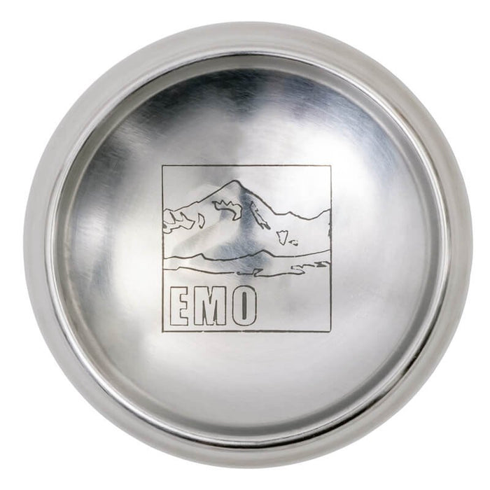 EMO Outdoor alcohol stove – lid with embossed EMO logo, top studio view