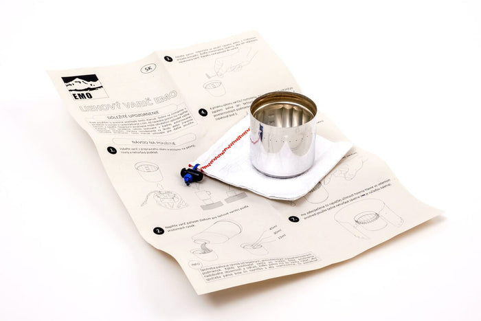 EMO Outdoor alcohol stove – stove with instruction sheet, studio flat lay