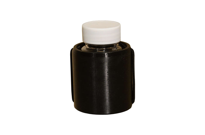 EMO Outdoor Capsule – black fuel capsule bottle with white cap, front studio view