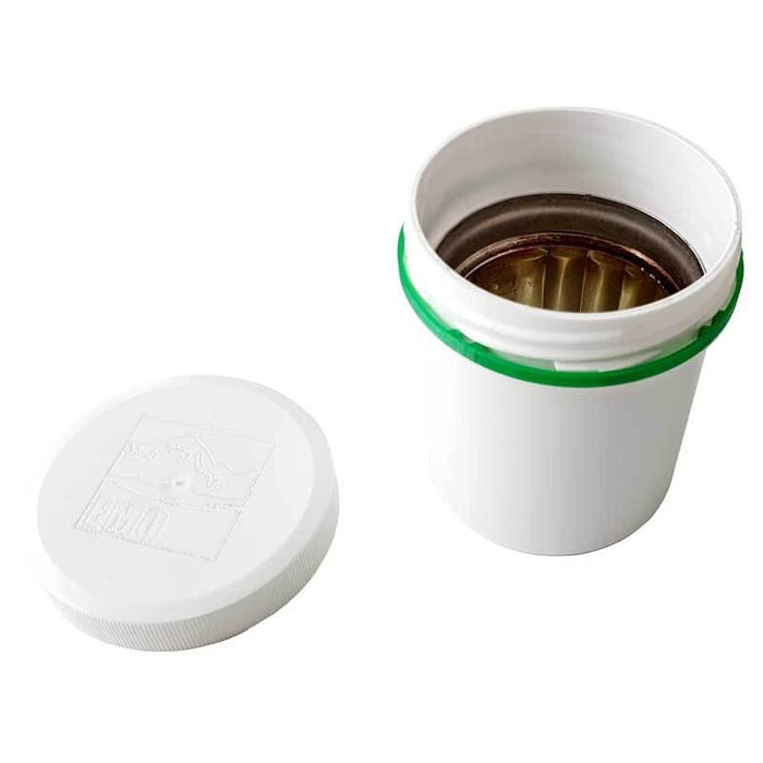 EMO Outdoor Plastic Box for alcohol stove – box open with stove inside, studio view