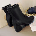 European And American Style Square Head Back Zip Short Boots Women's - Livefree