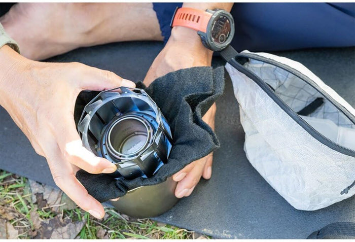 Evernew Carbon Felt Sheet A4 – felt wrapped around a bottle outdoors