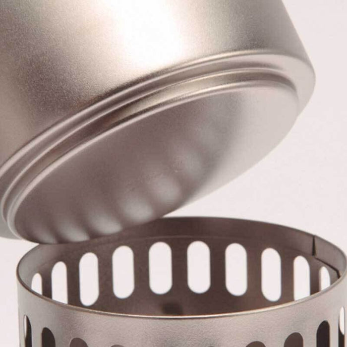 EVERNEW Ti Pot 500 with Ti Stove – pot set on the titanium windscreen stand, studio view