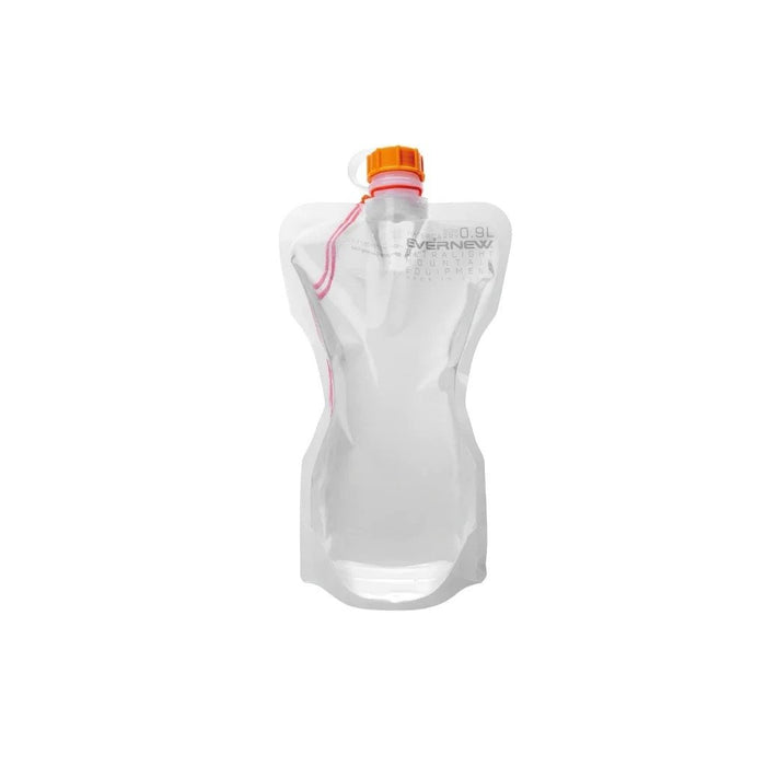 Evernew water carry – collapsible soft water bottle with orange cap, front studio view