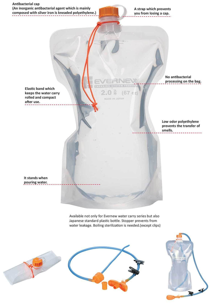 Evernew water carry – usage diagram with hydration tube accessory