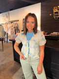Eyelet Floral Tie Blouse