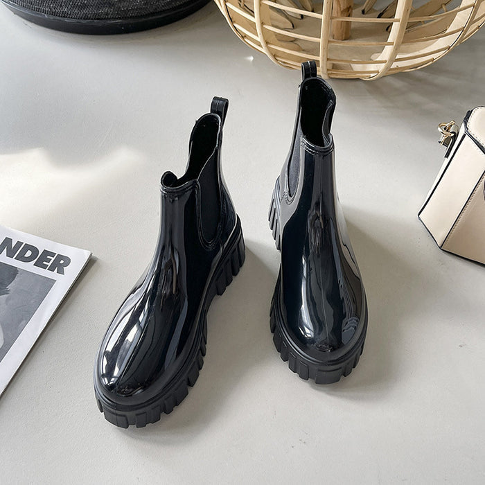 Fashion Black Short Tube Waterproof Non-slip Warm Martin Boots For Women - Livefree