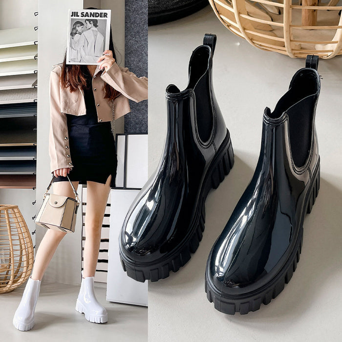 Fashion Black Short Tube Waterproof Non-slip Warm Martin Boots For Women - Livefree
