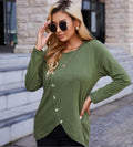 Fashion New Button Long Sleeve Casual Round Neck T-Shirt Casual Women's Top - Livefree