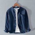 Fashion Stand-Up Collar Solid Color Simple Youth Long-Sleeved Cotton Shirt - Livefree