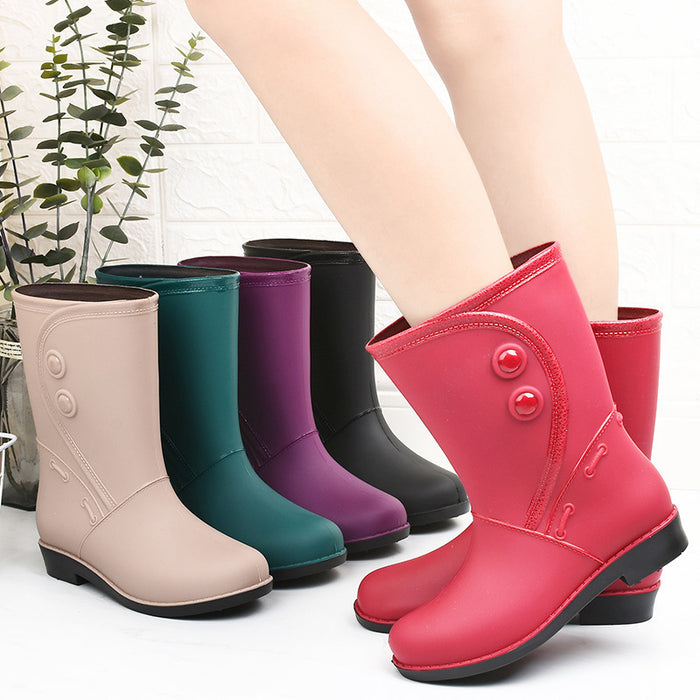 Fashion Velvet Padded Rain Boots Women Warm Knee-high Rain Boots - Livefree