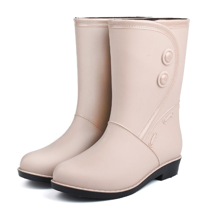 Fashion Velvet Padded Rain Boots Women Warm Knee-high Rain Boots - Livefree