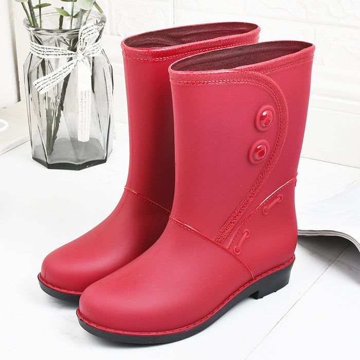 Fashion Velvet Padded Rain Boots Women Warm Knee-high Rain Boots - Livefree