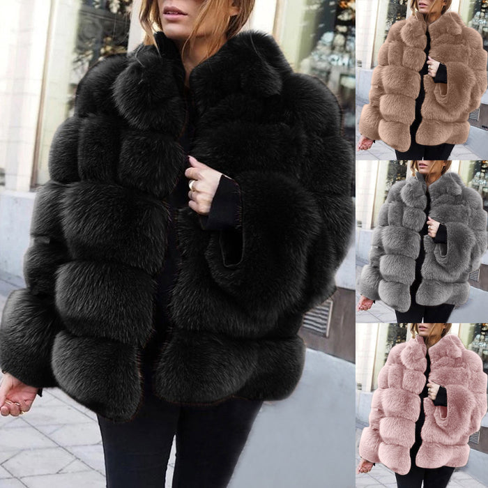 Faux fur stitching women's jacket - Livefree