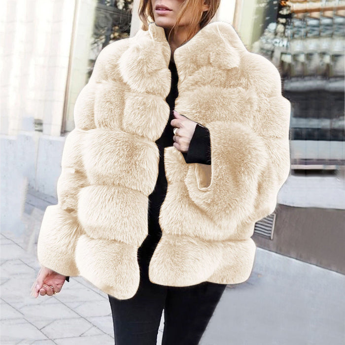 Faux fur stitching women's jacket - Livefree