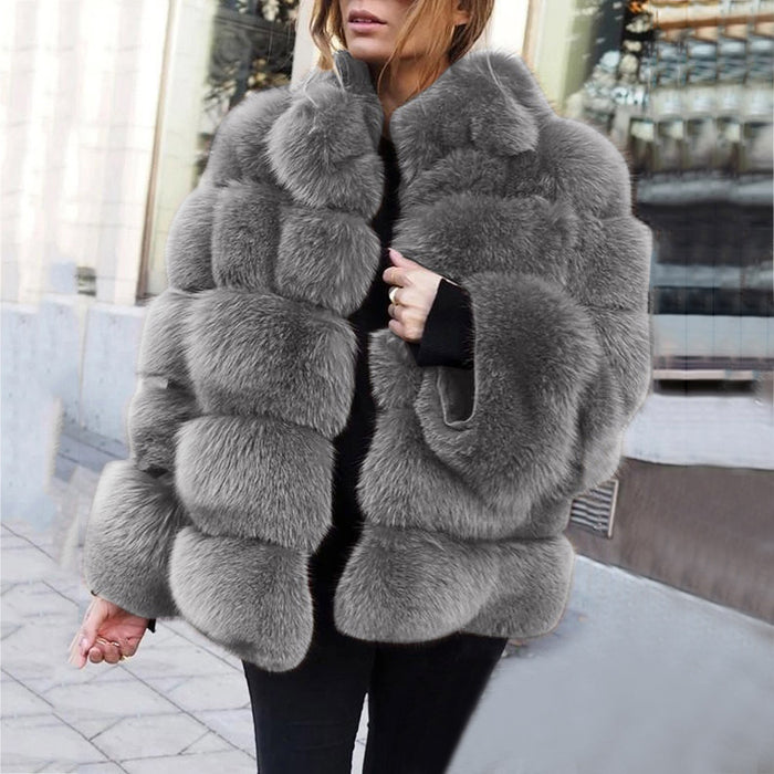 Faux fur stitching women's jacket - Livefree