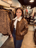 Faux Leather Collar Jacket