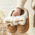 Female Non-slip Plus Velvet Platform Bow Cotton Slippers - Livefree