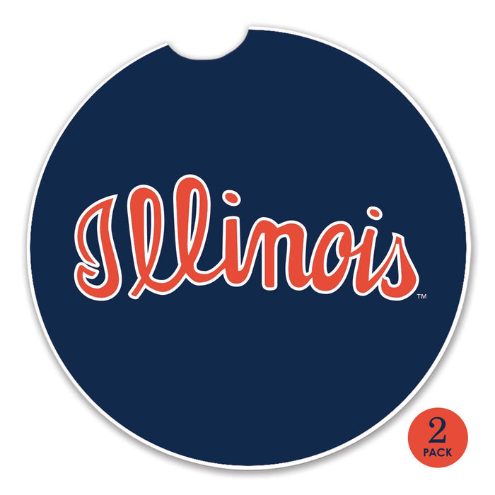 Fighting Illini 2-Pack Navy Script Coasters