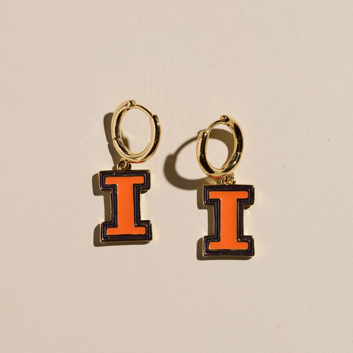 Fighting Illini Block I Hoop Earrings