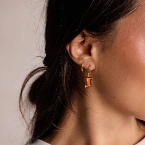 Fighting Illini Block I Hoop Earrings
