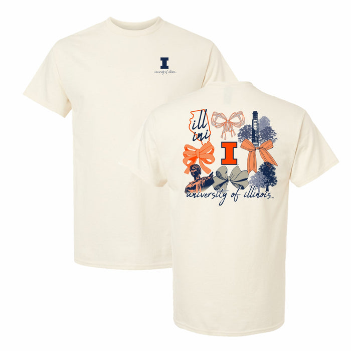 Fighting Illini Bows Short Sleeve T-Shirt