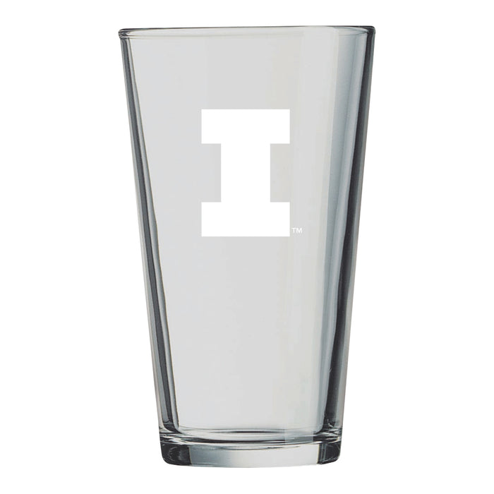 Fighting Illini Etched Pint Glass