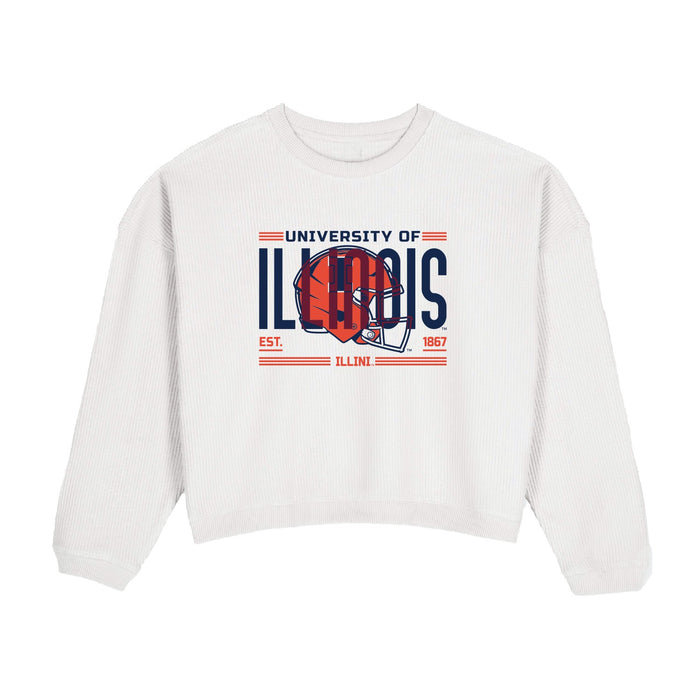 Fighting Illini Football White Corded Crew - Uscape