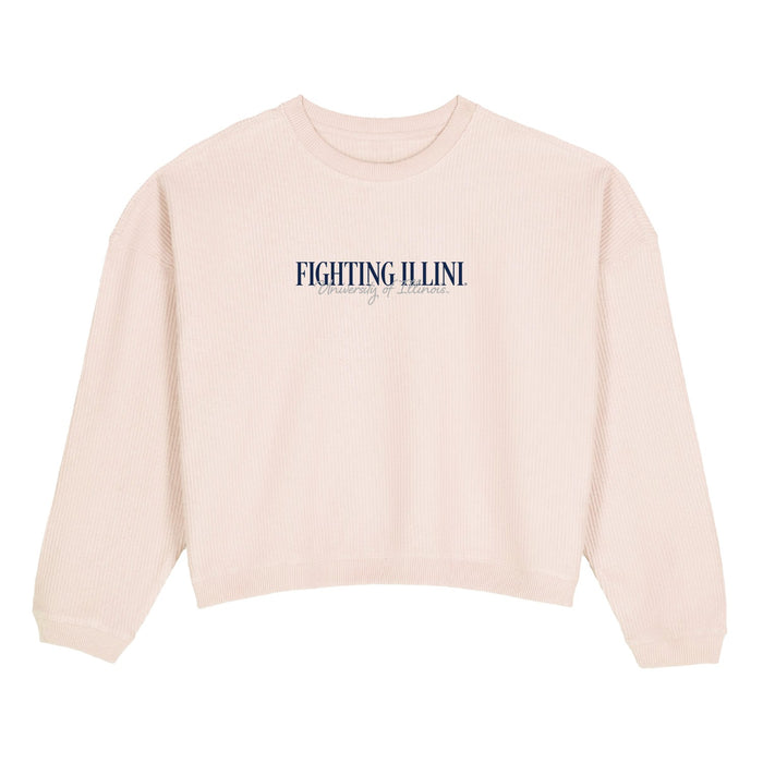 Fighting Illini Pink Corded Crew - Uscape