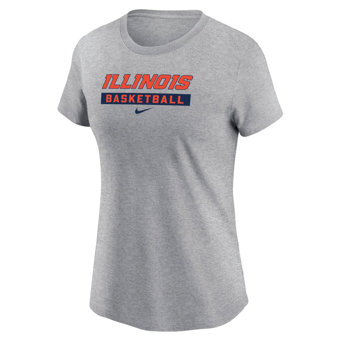Fighting Illini Women's Nike Grey Basketball Wordmark T-Shirt