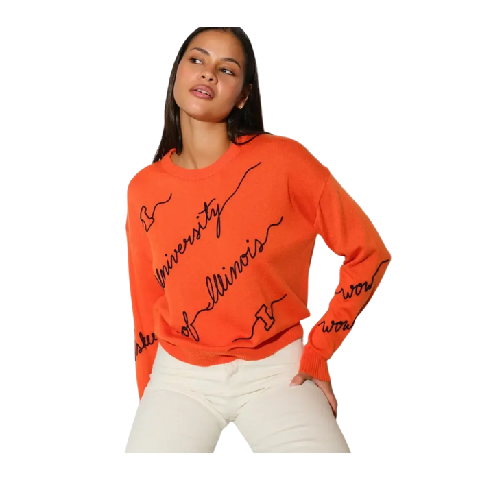 Fighting Illini Women's Kadyluxe Orange Love Letter Sweater