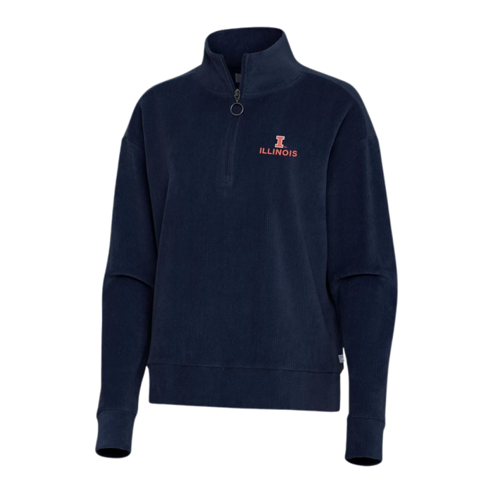 Fighting Illini Women's Navy Antigua Sueded 1/2 Zip