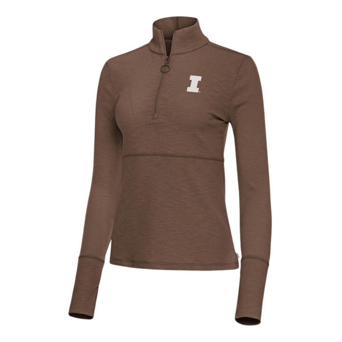 Fighting Illini Women's Taupe Antigua Block I Half Zip