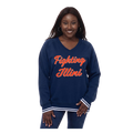 Fighting Illini Women's Zoozatz Navy Chenille V-Neck Sweatshirt