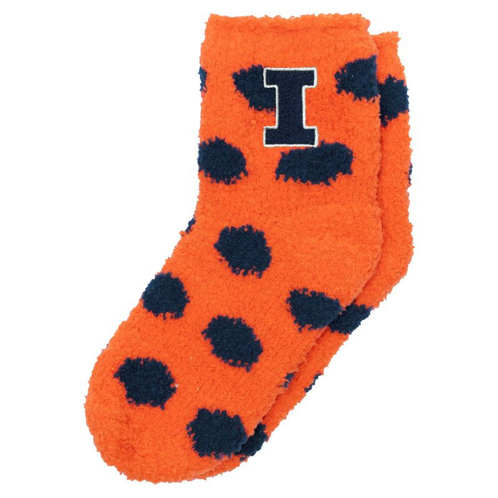 Fighting Illini Youth Orange and Navy Block I Dot Socks