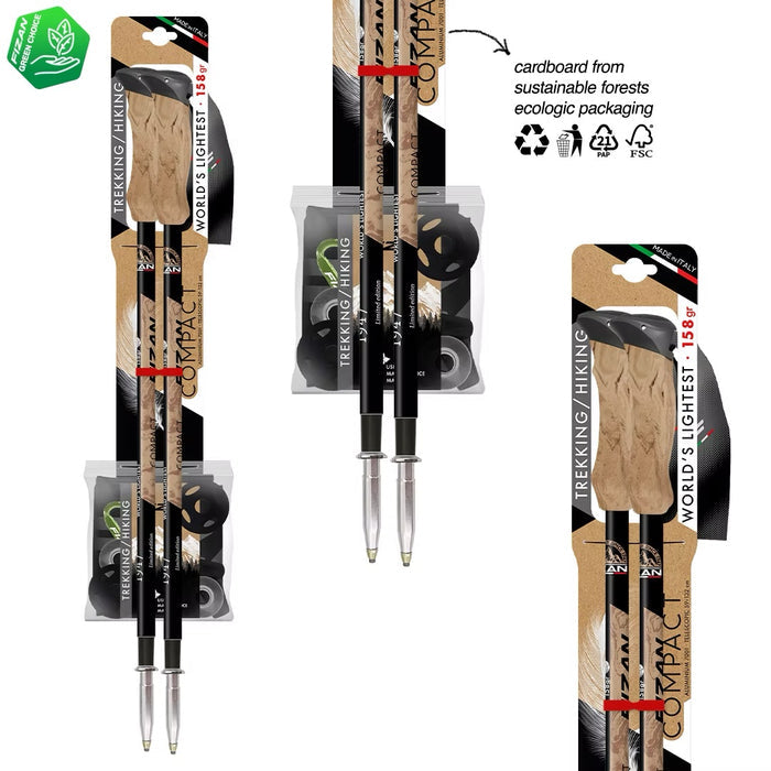 FIZAN Compact 1947 Desert – poles folded in retail cardboard packaging with accessory pouch