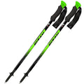 FIZAN Compact Trekking Poles – pair of poles in green with rubber grip, angled studio view