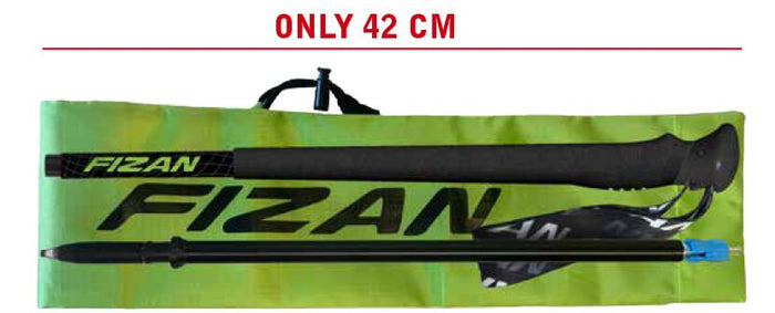 FIZAN Traveller trekking poles – green carry bag, studio view