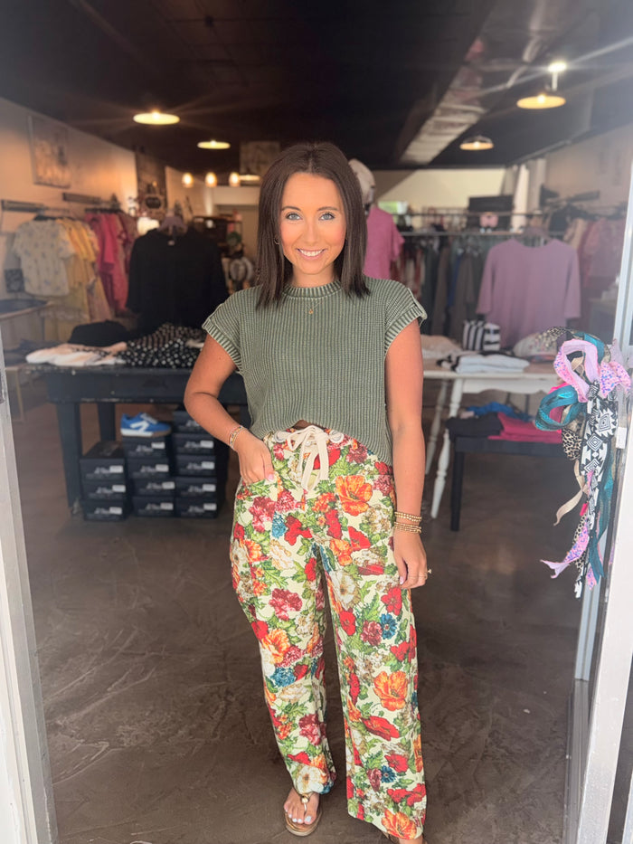 Floral Barrel Pant
