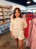 Floral Elastic Mini Shorts