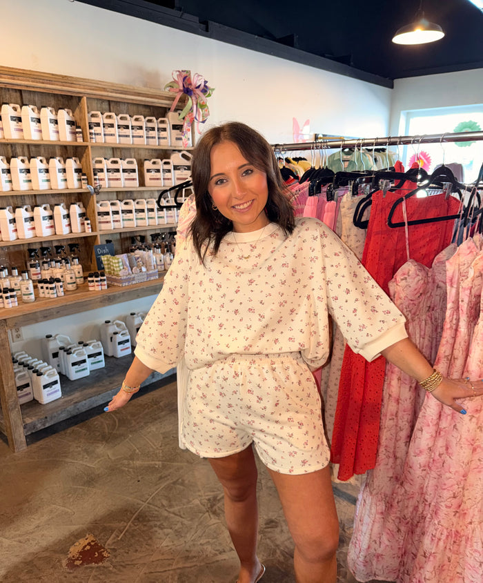 Floral Elastic Mini Shorts