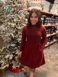 Frilled Ribbed Red Dress