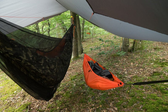 Outdoorline Gear Sling / Pack Cover / Hammock Chair – orange gear sling under a tarp