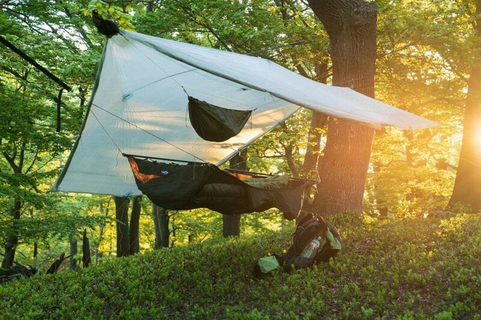 Outdoorline Gear Sling / Pack Cover / Hammock Chair – relaxing in a hammock under a tarp