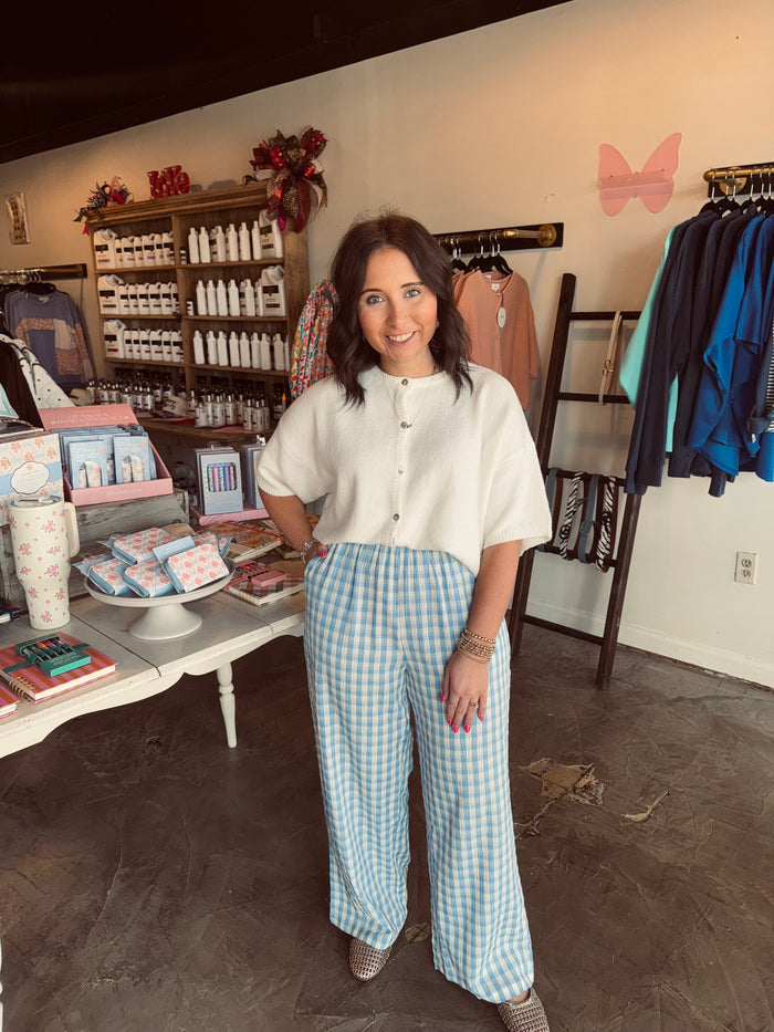 Gingham Blue Pant